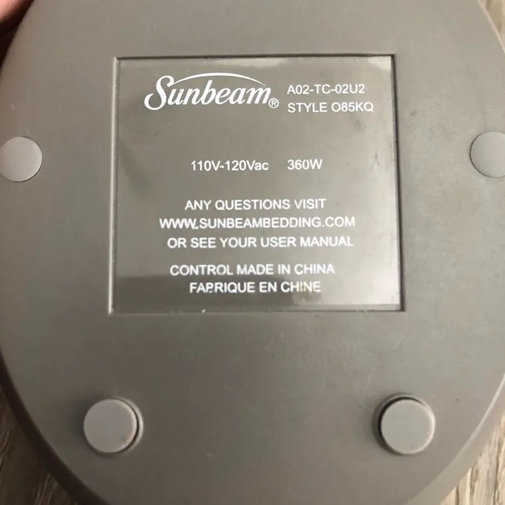 Sunbeam A02-TC-02U2 Model O85KQ Dual Heating Electric Blanket 4-Prong Controller